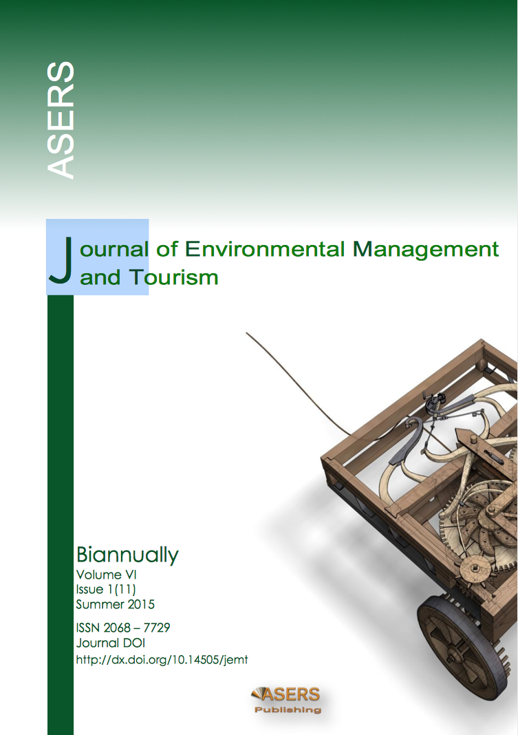 Journal of Environmental Management and Tourism, Volume VI, Summer, 1(11): 25-36, 2015.